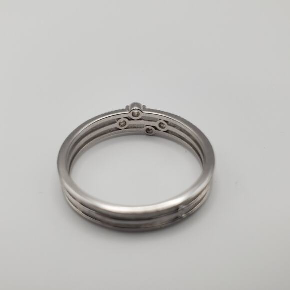 Touchstone Crystal Swarovski Sterling Silver Trio Ring Size 11 - Picture 5 of 7